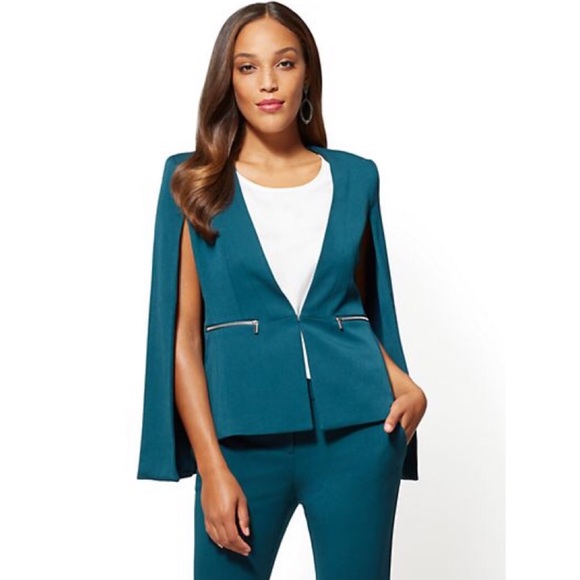 New York & Company Jackets & Blazers - 7th Avenue Teal Cape Jacket
